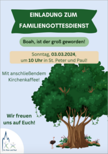 Einladung zum Familiengottesdienst am 03.03.2024 um 10 Uhr